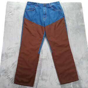 Walls Brush Guard Jean Men 38x32, Tag 40 Tall Blue Denim Brown Nylon